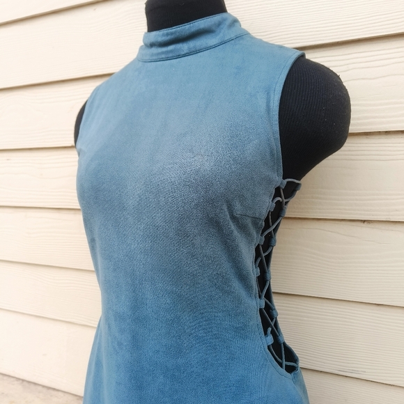 Windsor short sleeveless aqua blue dress size M with two sides on the sides - Picture 4 of 12